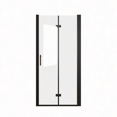 33-32 "X 72" Shower Door, 1/4"(6Mm) Tempered Glass Aluminum Frame, Explosion Proof Film