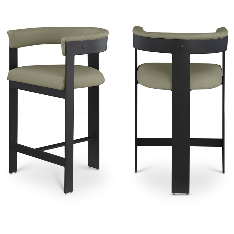 Romeo Hermi Vegan Leather Counter Stool, Cream Vegan Leather, Brushed Chrome