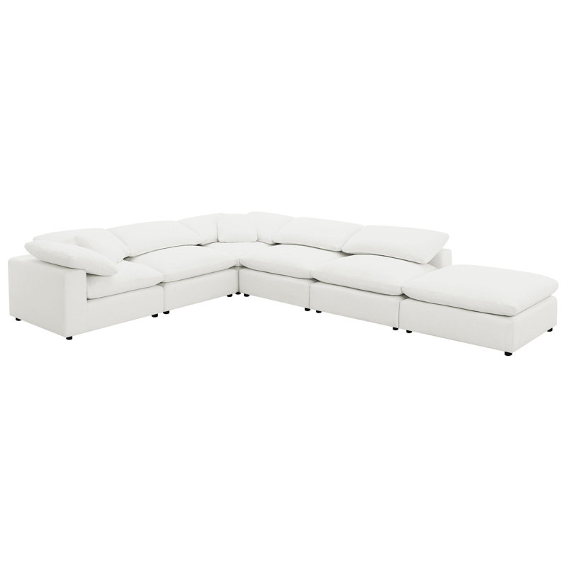 Canapé modulaire rembourré 6 pièces Beatriz, Ivoire Boucle