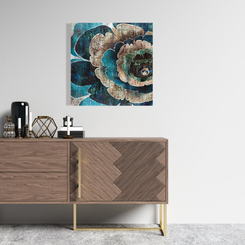 «Blue Flower Montage», toile rétro | Pièce d'art pour la décoration intérieure