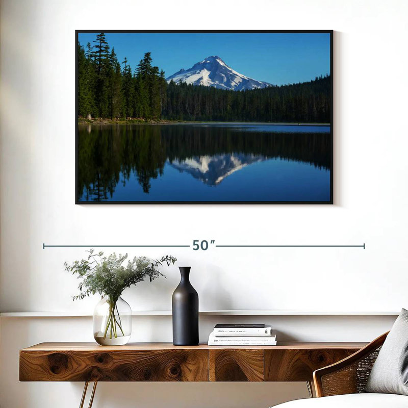 Mount Hood Reflection, Floating Frame Black, 43" X 29"