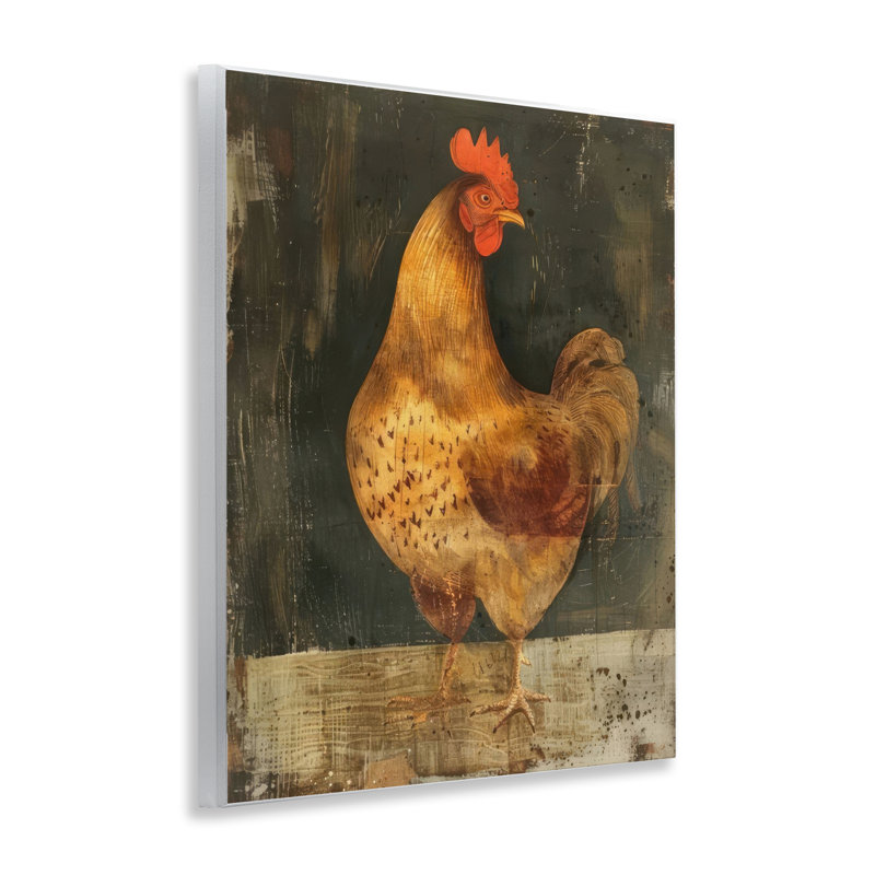  Chicken on Rustic Background Wall Plaque Art by LSR Design Studio
