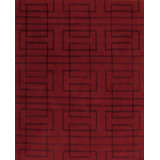 Modern Tibet Hand Knotted Area Rug in Red