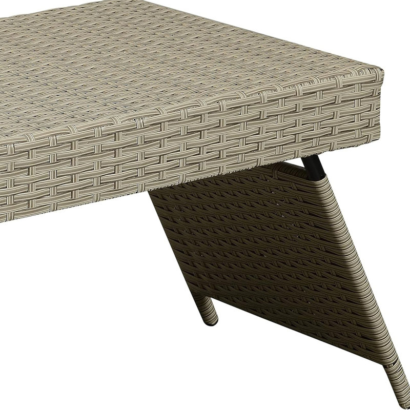 Portable Folding Wicker Table, Grey
