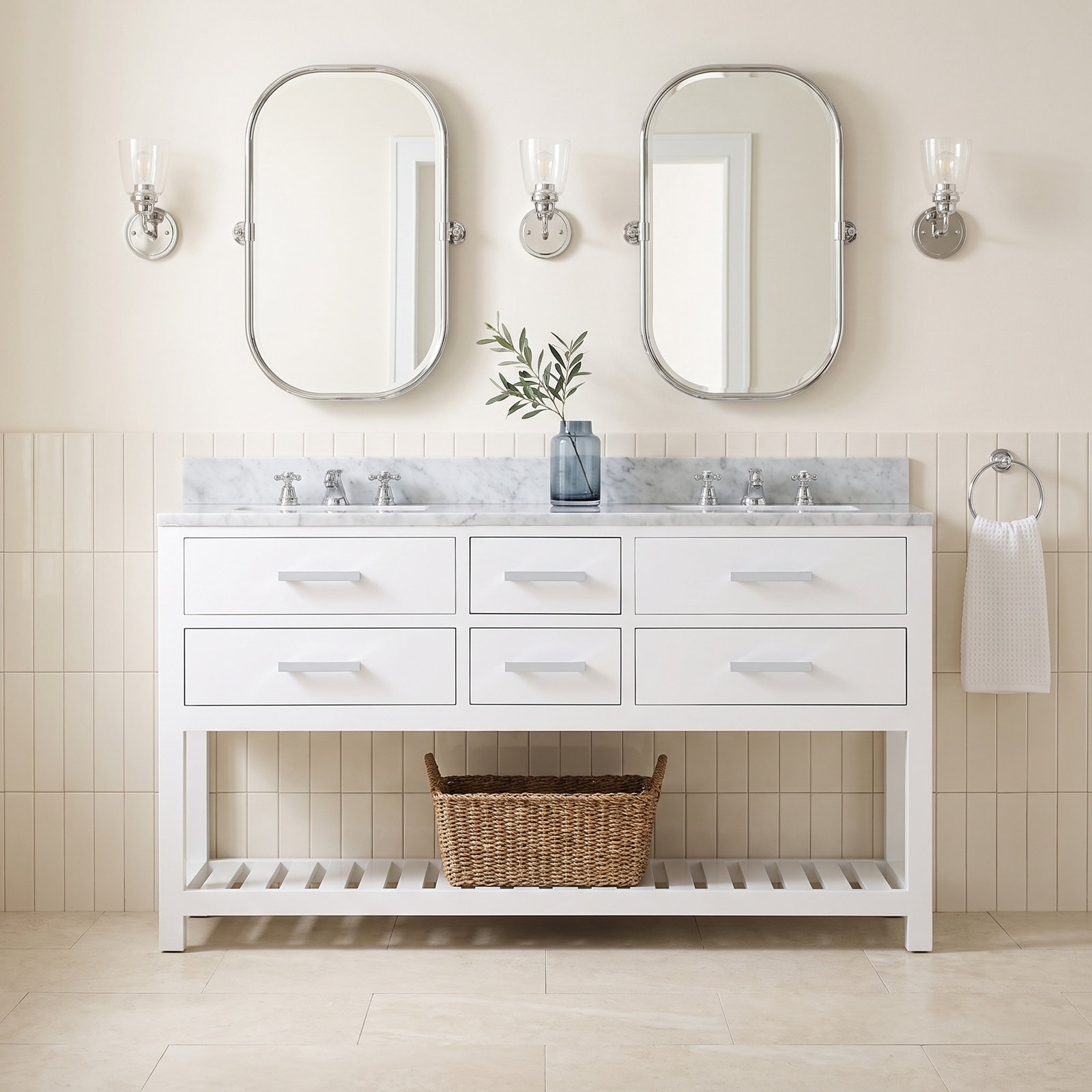 Cronin 60'' Double Bathroom Vanity, Pure White