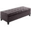 Banc de rangement 51 po brun foncé en similicuir avec zone fonctionnelle, pour le salon et le banc d'entrée, intérieur confortable