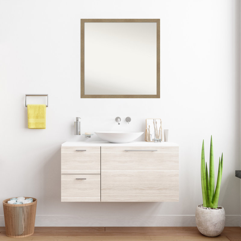 Miroir mural Jisu, 28 po x 28 po, Brun, Carré