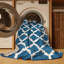 Machine Washable Trellis Blue Area Rug-1404499031
