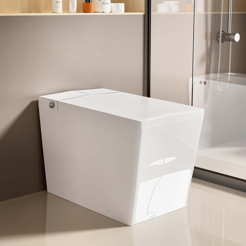 Square Smart Toilet with Big Bidet Heated Seat, Varied Cleaning Mode,Auto Flush,Foot Sensor,Night Light,Auto Open & Soft Close Seat,Warm Air Drying,Fahrenheit LED Display