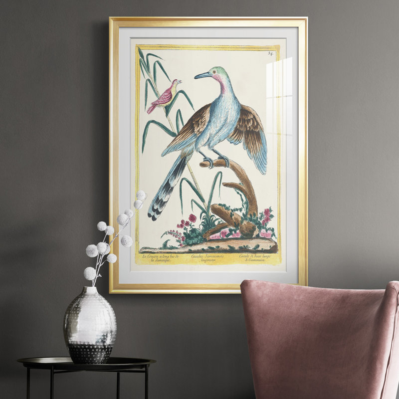 Oiseaux pastel V - imprimé, Or, H 42,5 po x l 30,5 po x P 1 po
