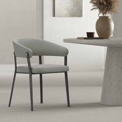 Chaise de salle à manger rembourrée en cuir Belle Stone