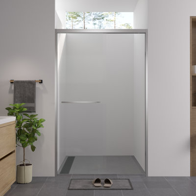 Porte de douche double 44 à 48 po x 76 po pour salle de bain, verre trempé transparent de 1/4 po (6 mm), cadre en aluminium et configuration réversible