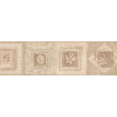 Malloy Rustic Leaves in Squares 15' L x 7'' W Wallpaper Border