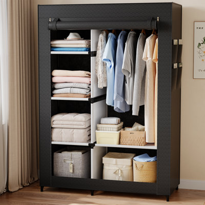 62.4" H x 40.8"W Clothing Rack with Cover, Heavy Duty Clothes Rack with Shelves, Garment Rack for Bedroom, Closet, Laundry Room