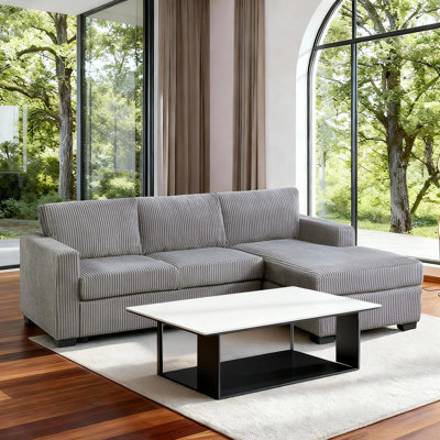 Modern 2-piece Sectional Sofa With Chaise Lounge & Wide-welt Corduroy