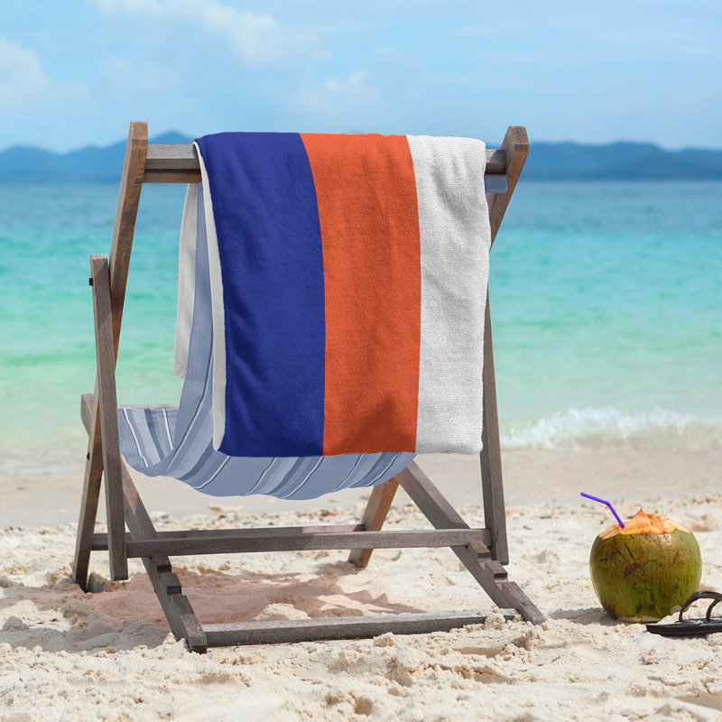 Beach Towel, Blue/Orange/Off White
