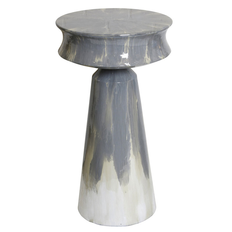 Desert Fog Side Table - Gloss Grey Enamel Finish
