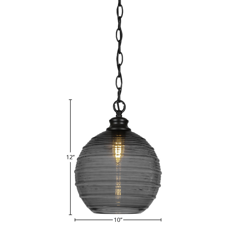 Luminaire suspendu à 1 lumière Malena, Noir, H 87 po x l 10 po x P 10 po, Gris