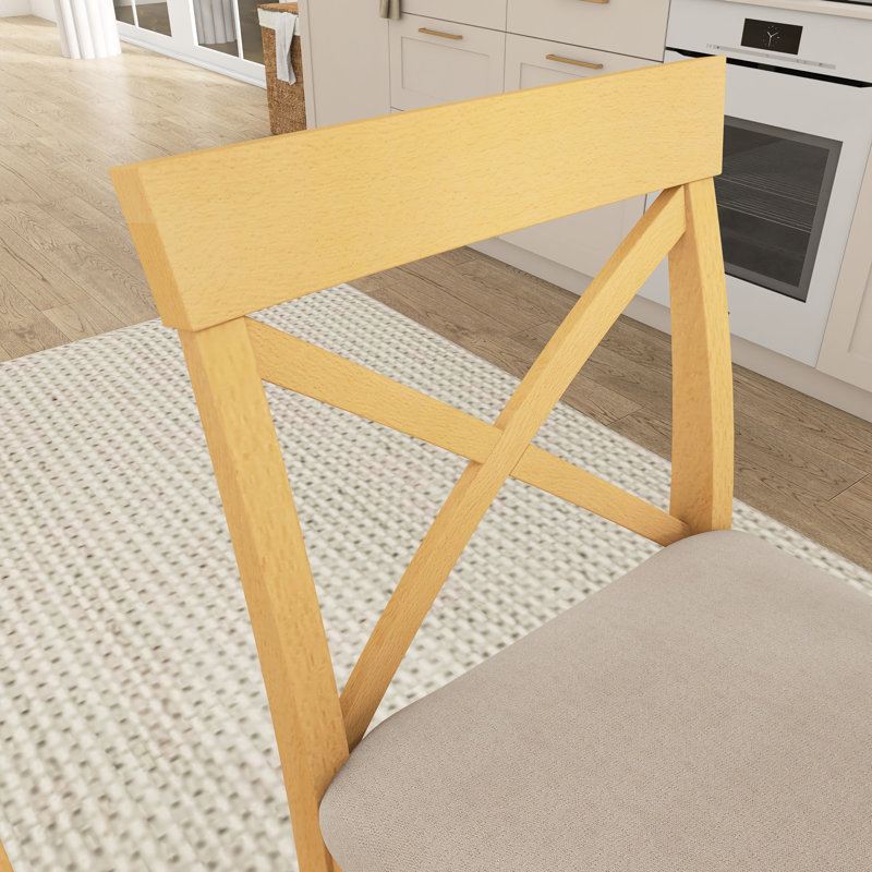 Ensemble de table de salle à manger en bois massif 3 pièces, Beige, Beige, Beige
