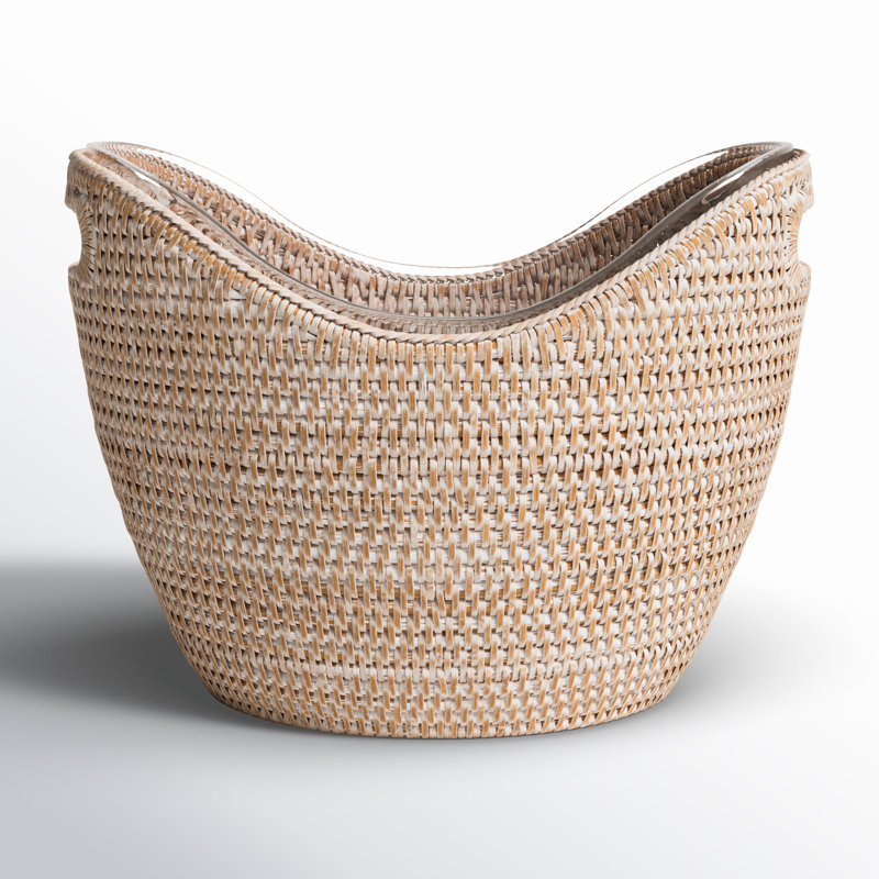 Burma Rattan Beverage Tub, Whitewash