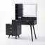 Bureau de coiffeuse avec miroir lumineux et prise de courant, coiffeuse de maquillage avec 5 tiroirs et panneau ondulé, coiffeuse à éclairage 3 couleurs avec tablettes de rangement pour la chambre à coucher