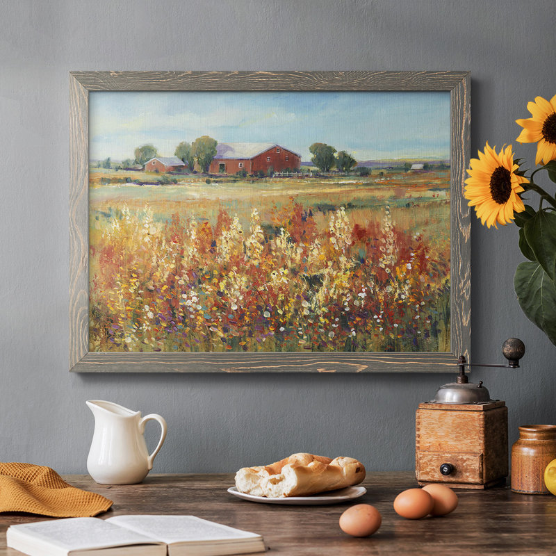 «Country View II», peinture sur toile encadrée, Gris, H 18 po x l 26 po x P 1,5 po