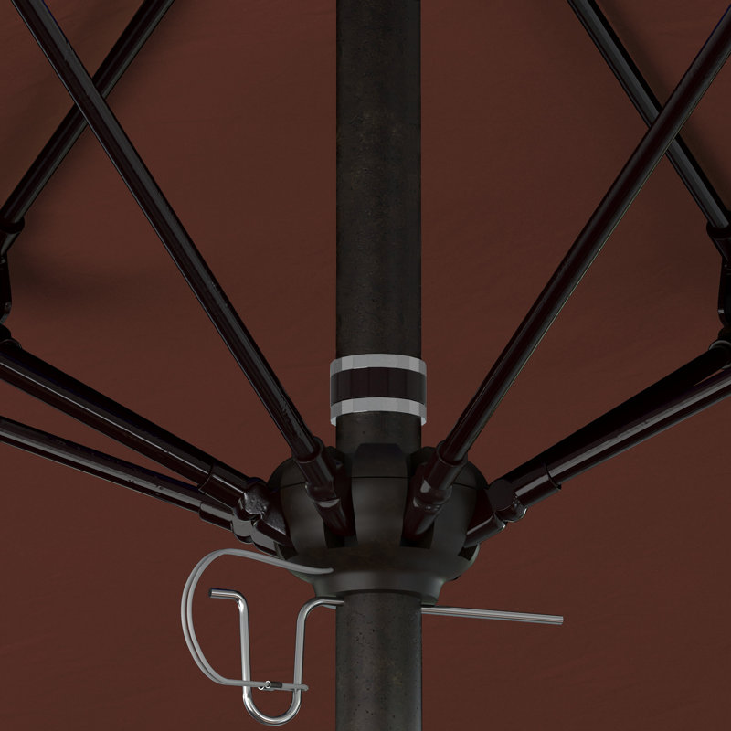 Parasol de marché commercial en aluminium Geil, Toile Toile Henna Sunbrella®, Bronze