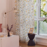 2pcs Blackout Curtains Yellow  Flower Pattern Curtains For Living Room