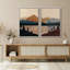 «Mid-Century Modern Brown Mountain Lake Landscape Decor», art mural, impression sur toile, 2 pièces-99016293-99016290