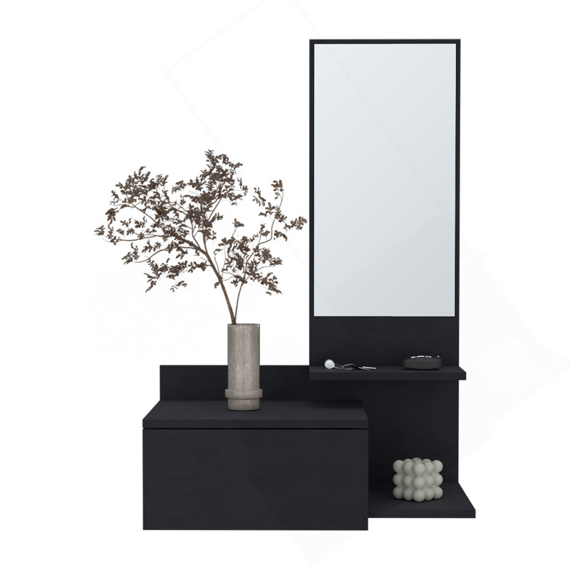 Armoire flottante Lowell, salon, noir, Noir