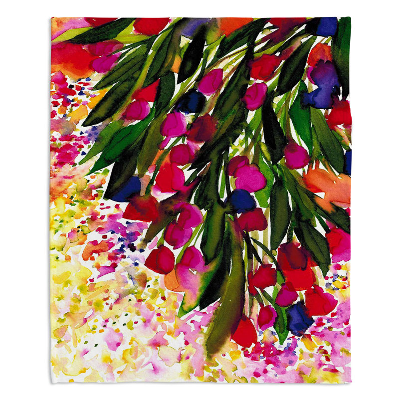 Couverture sherpa doux en arc-en-ciel botanique regency i, l 68 po x L 80 po