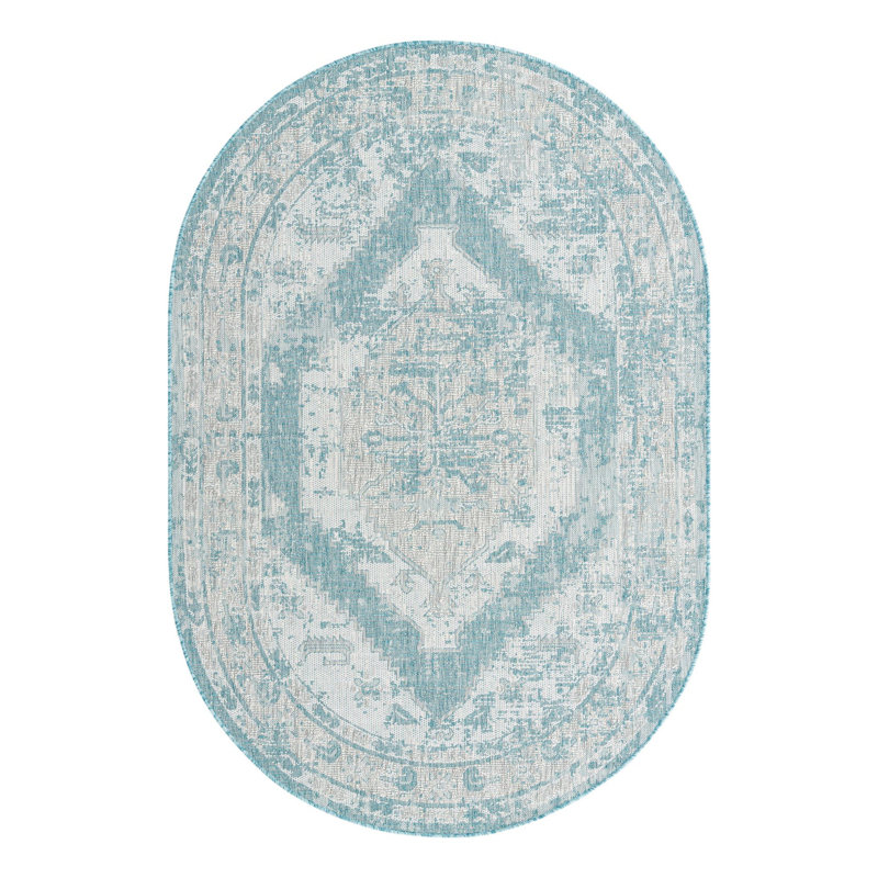 Oriental Indoor / Outdoor Rug, Oval 5'3" x 7'10"