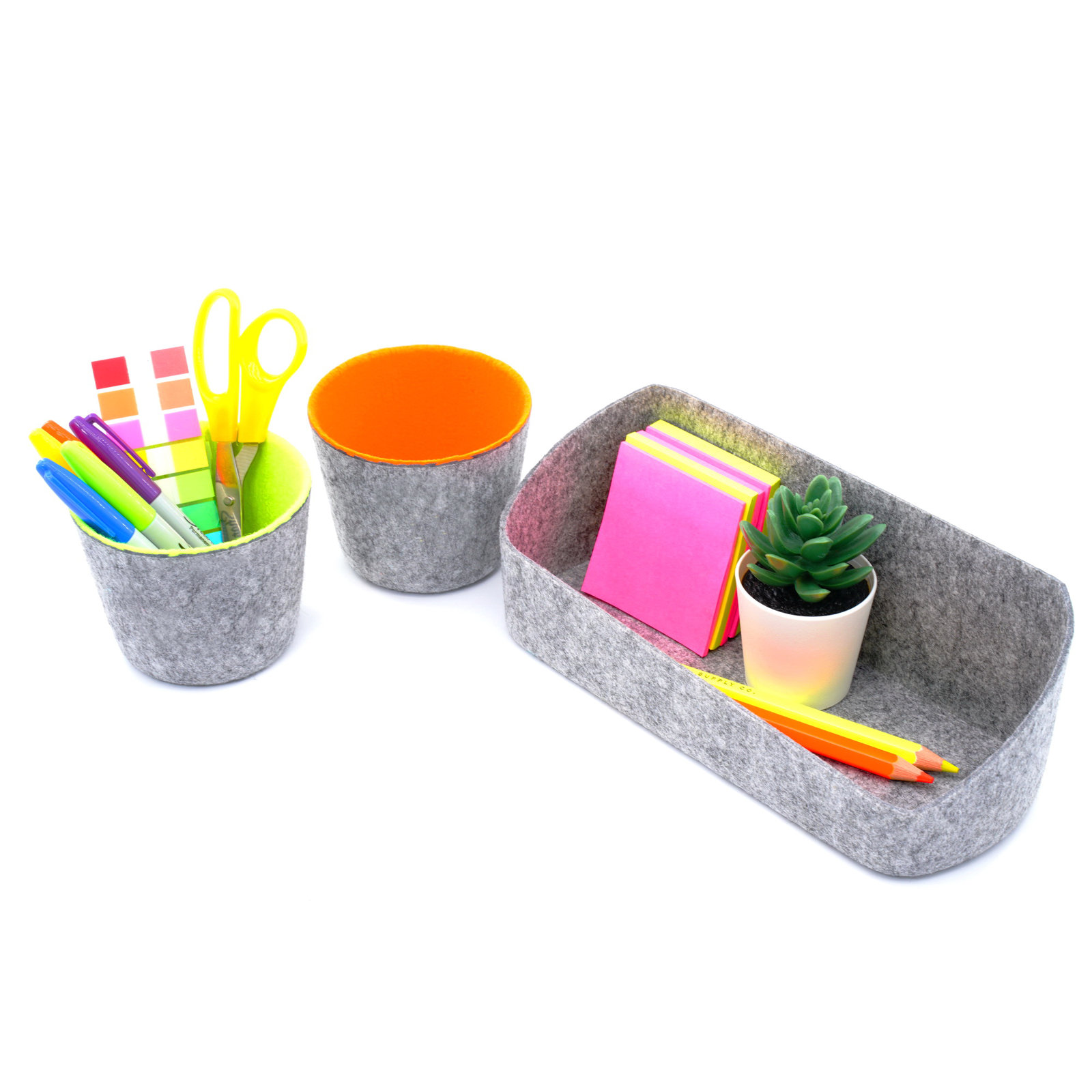 Desk Organizer Set, Orange/Green