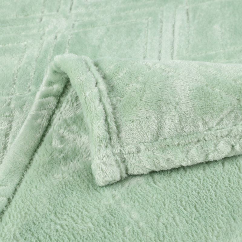 Couverture molletonnée en polyester moelleux Alaska, Jeté, Écume de mer