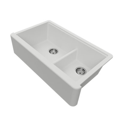 Titan Self-Trimming 36" L x 20" W Double Basin Farmhouse/Apron Kitchen Sink