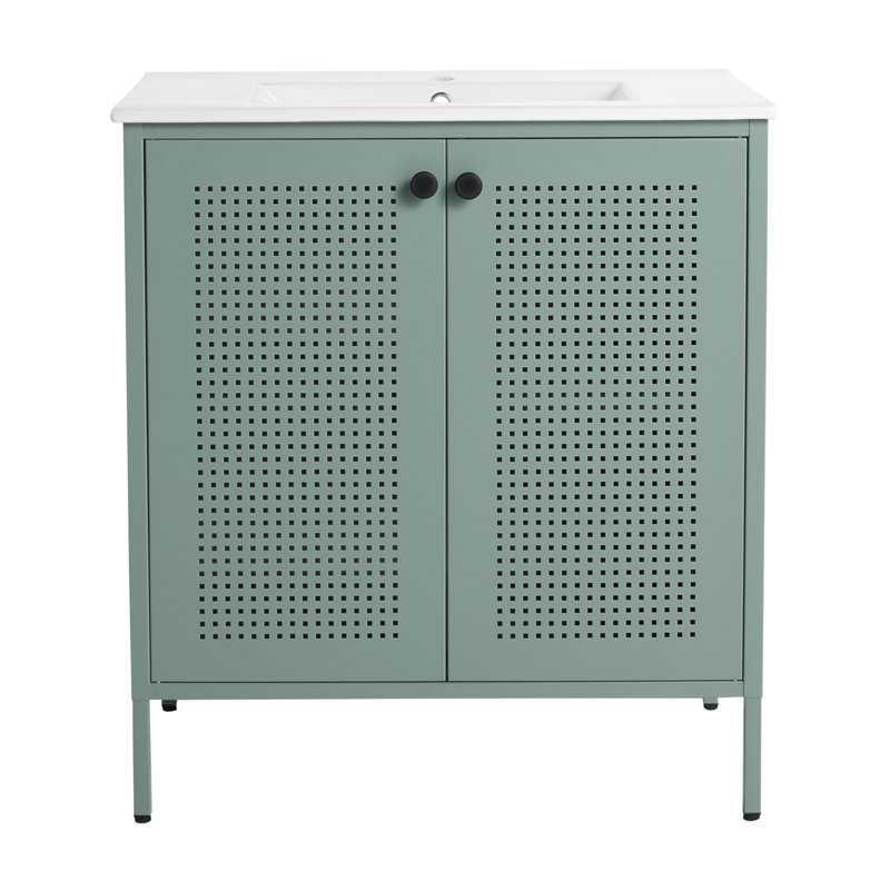 3 30'' Single Bathroom Vanity with Top, Mint Green