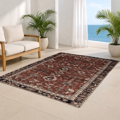 Persian Black Indoor and Outdoor Area Rug