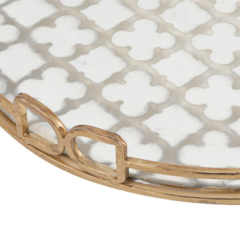 Josephine Mirrored Glass Tray, 2" H x 18" W x 18" D
