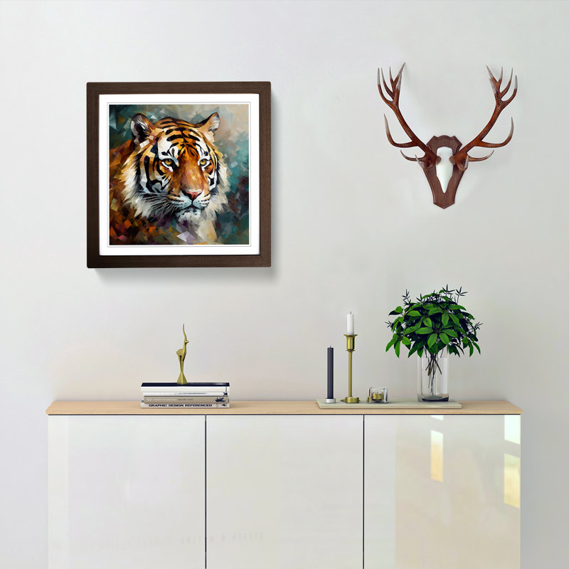 Tiger Cubism - Framed Print, Walnut