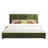 King Size Olive Upholstered Platform Bed With Velvet Fabric, Curved Headboard, Square - Symmetrical Design, No Box Spring, 12 Wooden Slats For Stability Bed, Minimalist Comfortable And Stylish,