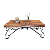 Mesquite & Turquoise Coffee Table: Handcrafted Rustic Living Room Centerpiece