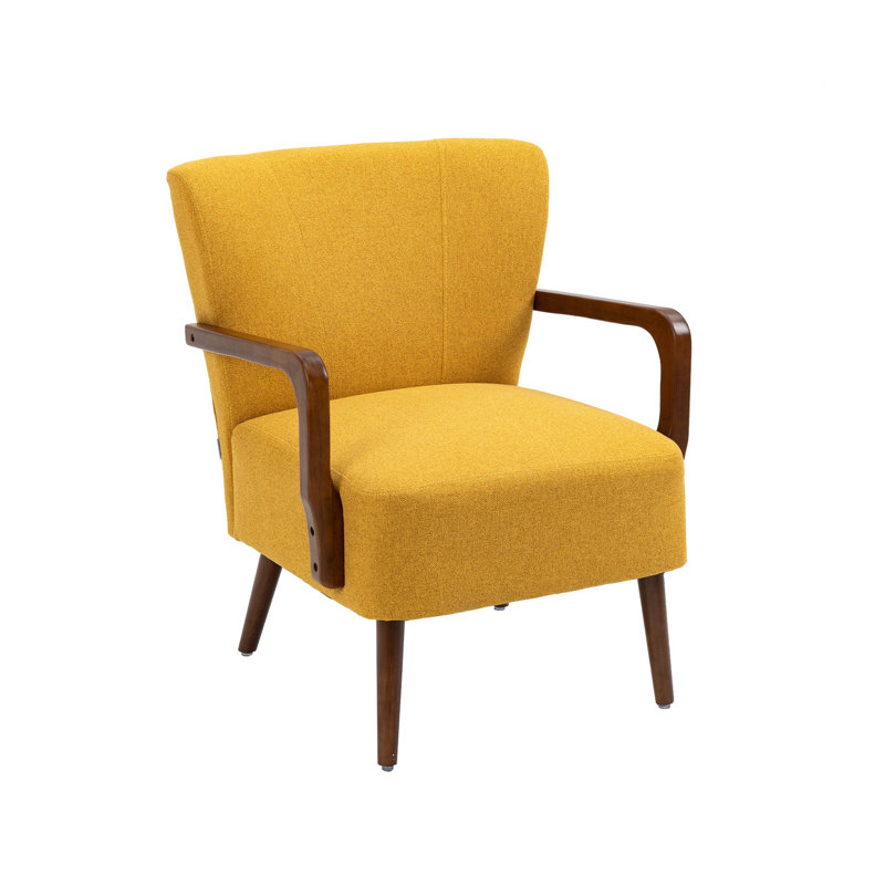 Fauteuil de 26,38 po de large Kardelen, Tissu jaune moutarde