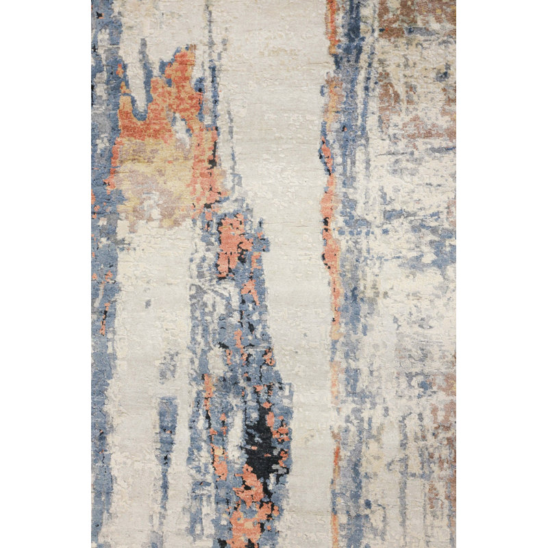 New Indian Interplay Wool And Silk On Cotton 10Ftx13ft11in Pearl