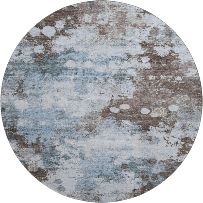 Premium Machine Washable  Abstract Rug, Round 8'