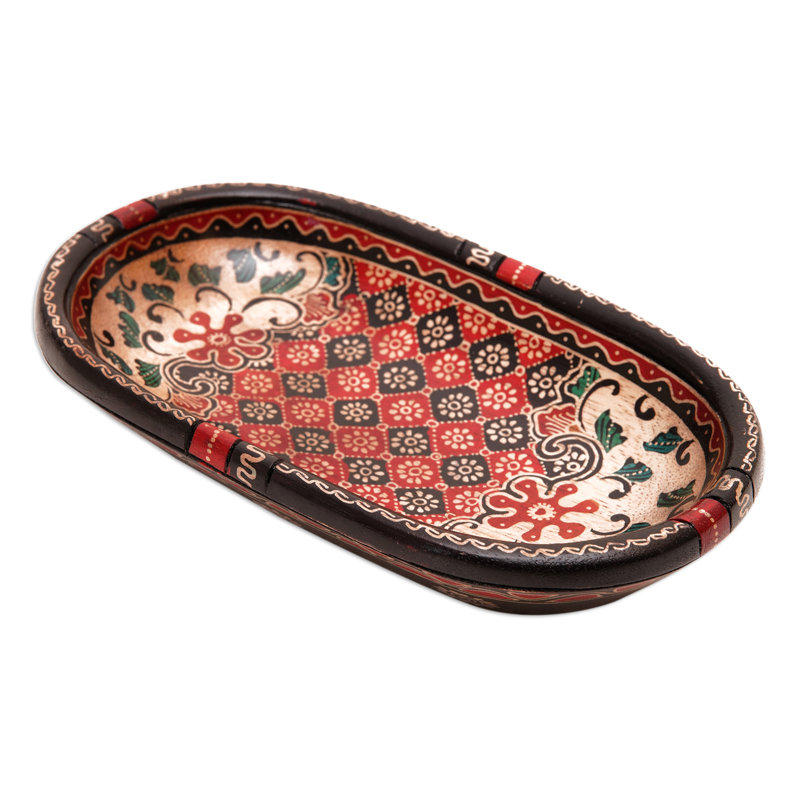 Bungalow Rose Handmade Fire Batik Wood Decorative Bowl