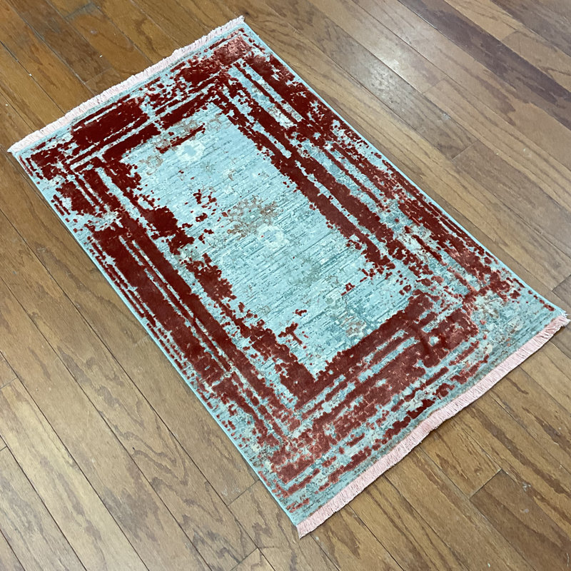 Williston Forge Turkish Modern Erased Design Wool & Silk Rug