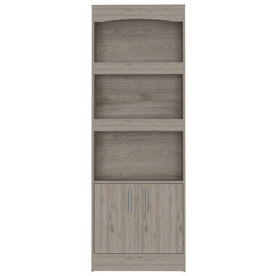 Bookcase, Three Shelves, Double Door Cabinet, Metal Hardware