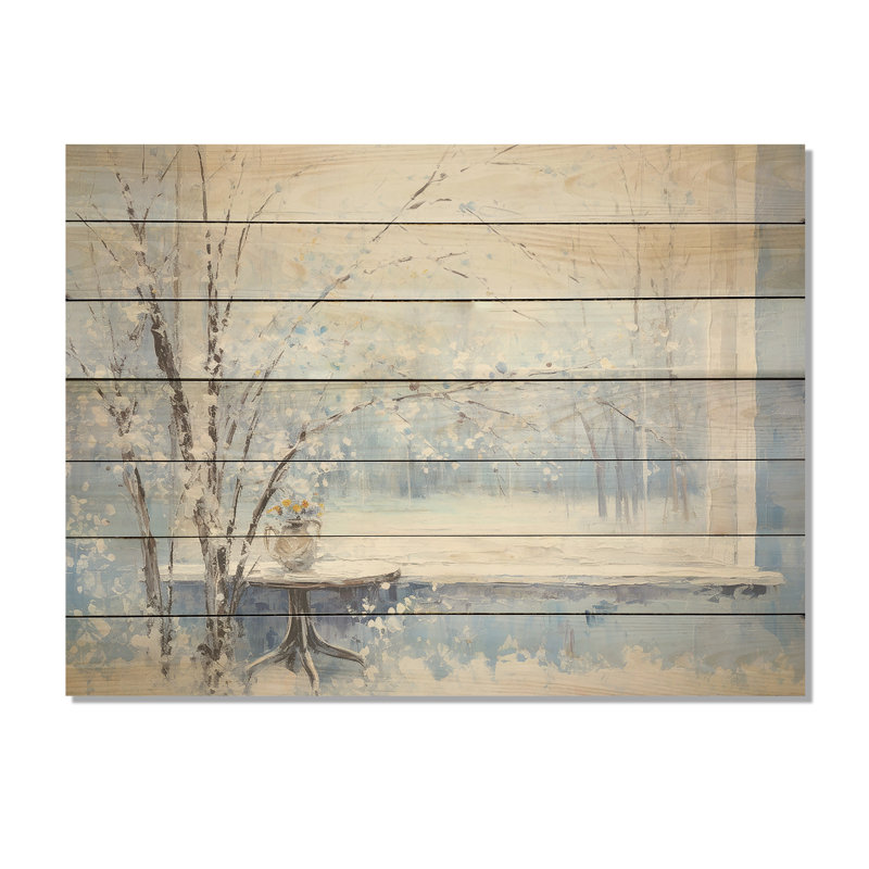 «Winter Landscape Snowfall Forest II - Winter Landscape on Wood Print», H 30 po x l 40 po x P 0,78 po