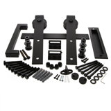 Ageless Iron Complete Barn Door Kit with Roller Grip and Flush Pull in Black Iron
