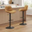 Swivel Upholstered and Faux Leather Adjustable Height Bar Stool-1881020861